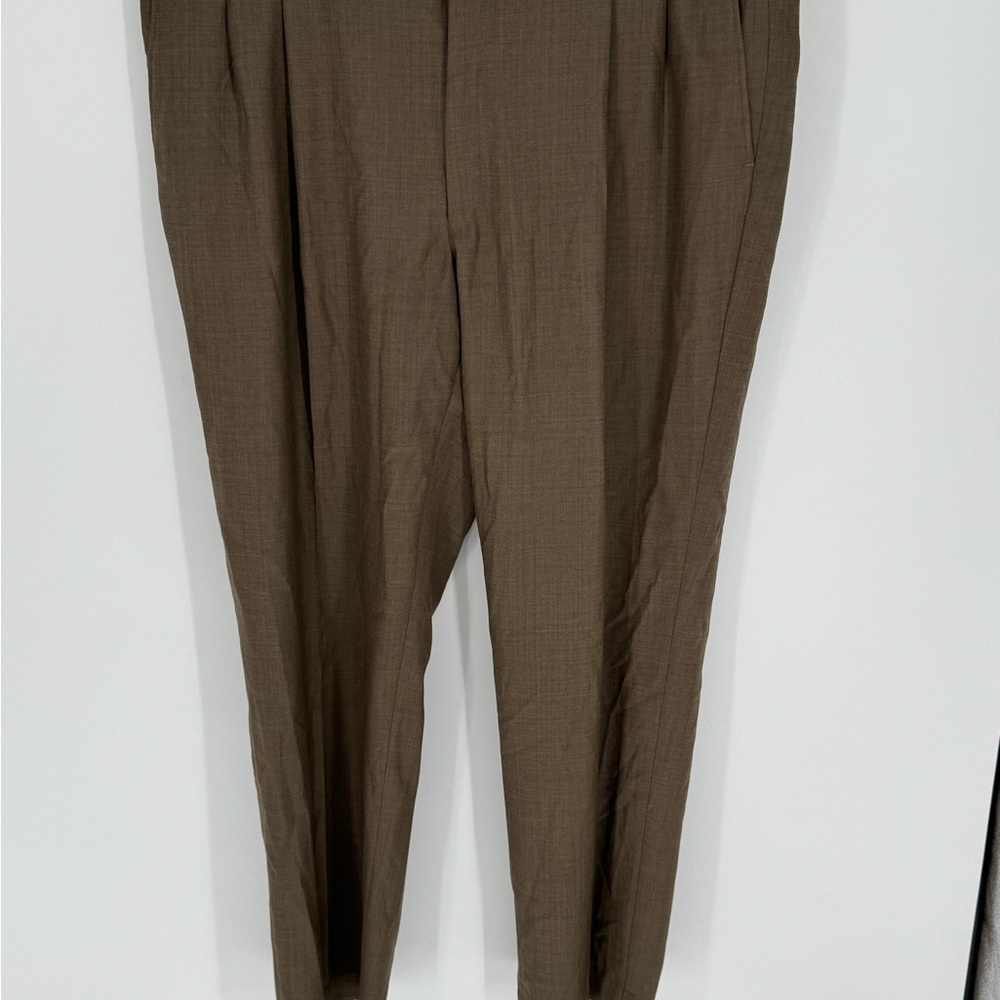 Ballin Dress Pants Olive Super 110s Wool Comfort EZE Pleated Mens Sz 42x32.5 I4